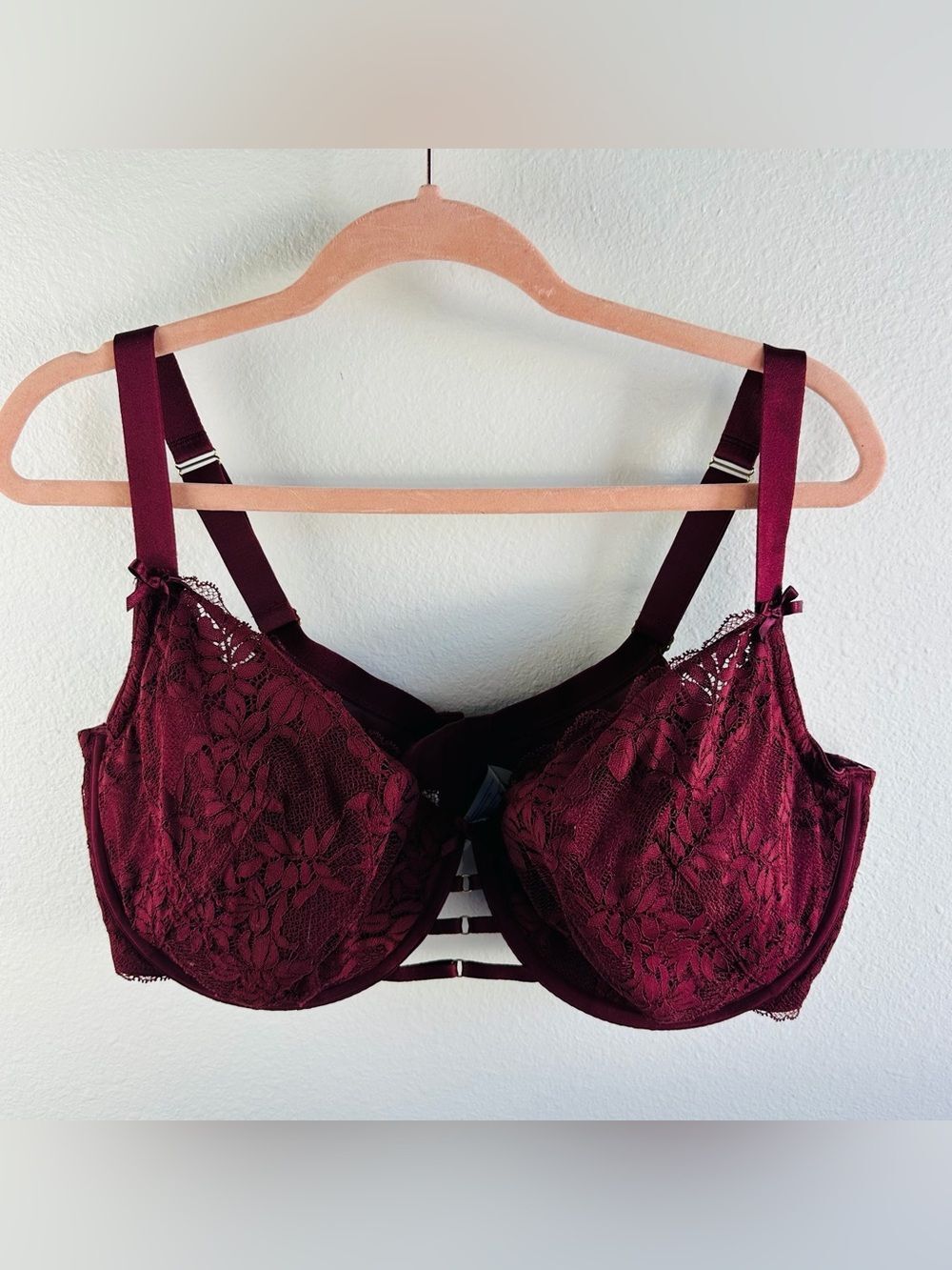 Cacique Burgundy Lace Underwire Bra Size 44F (44DDD)